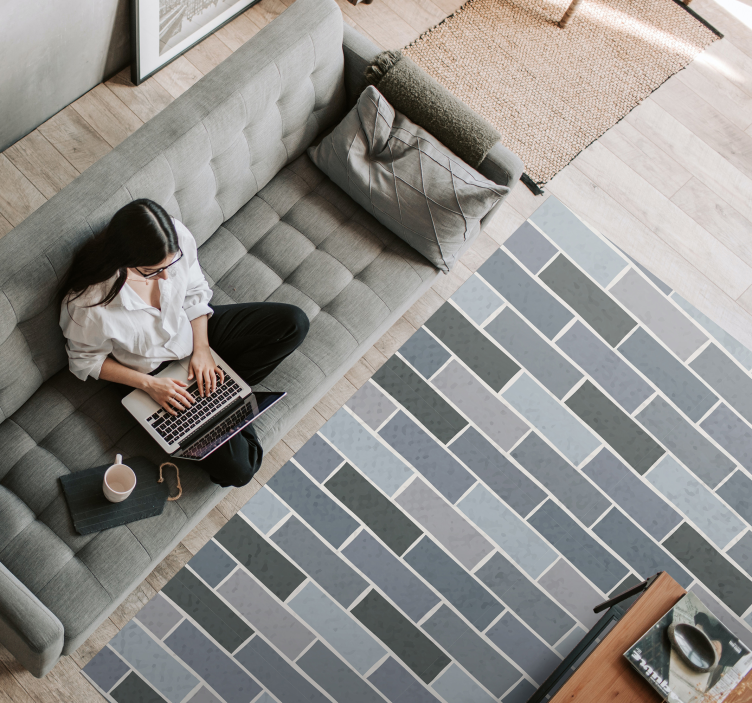 Grey Bricks tile vinyl rug - TenStickers