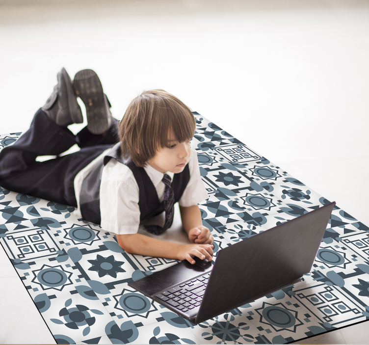 Fabulous grey colors tiles vinyl rug - TenStickers