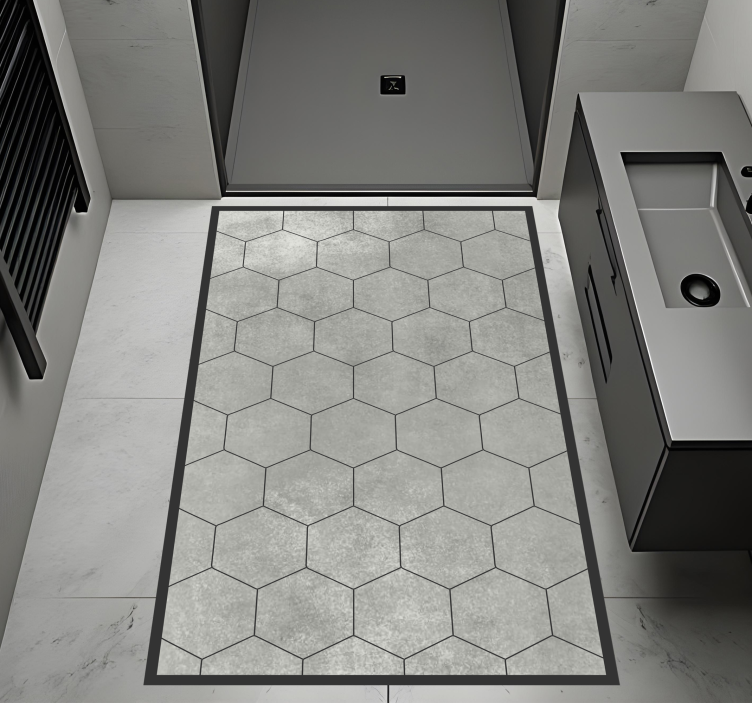 Grey stone texture hexagons  tile carpet - TenStickers