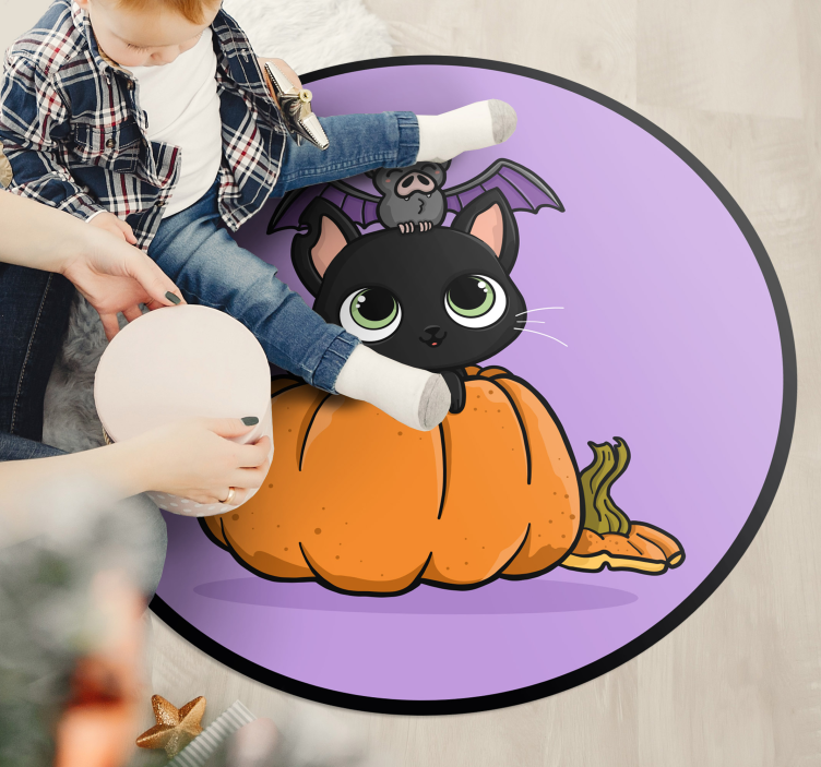 Halloween Bat Cat halloween vinyl rug - TenStickers