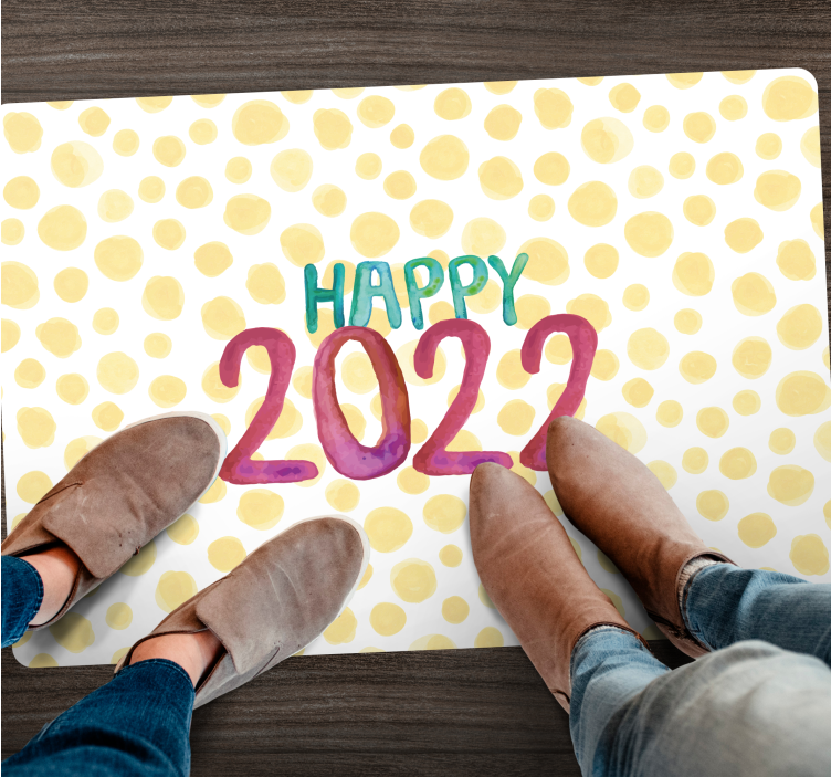 Personalized Happy New Year custom vinyl rug - TenStickers