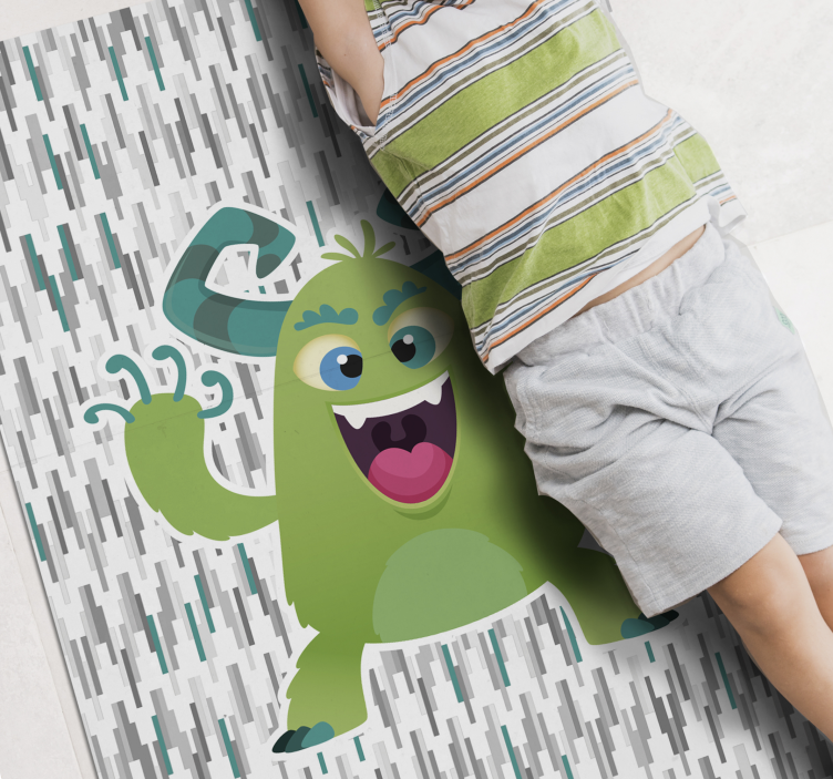 Green monster character kids vinyl rug - TenStickers