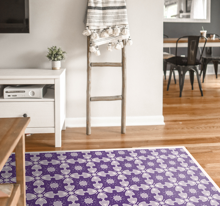 Purple tile design flower vinyl rug - TenStickers