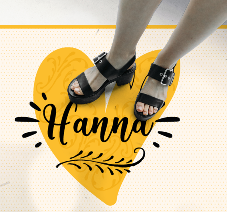 Custom orange heart teenager vinyl rug - TenStickers