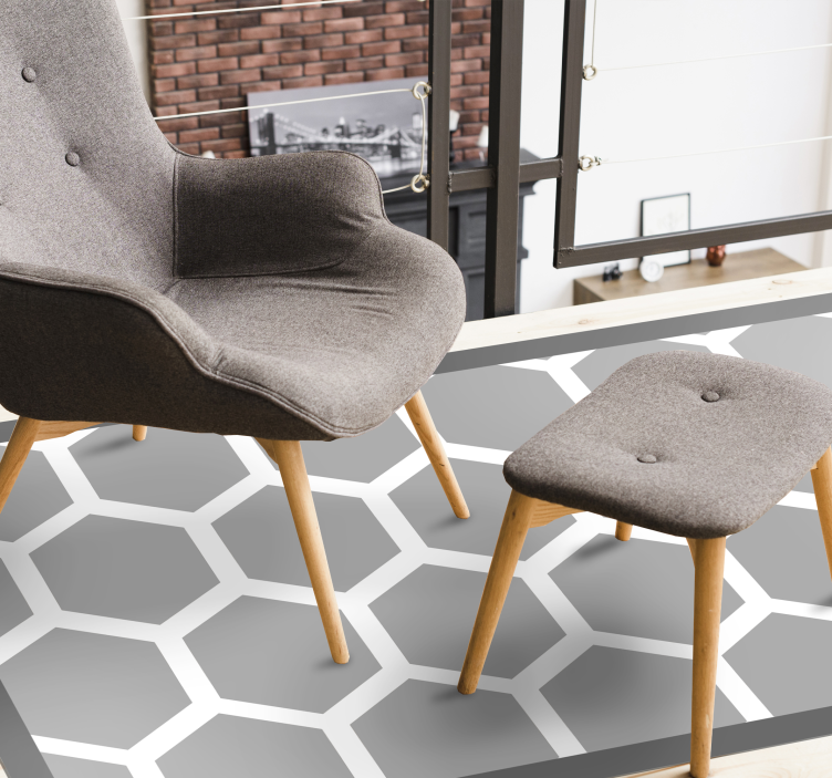 Hexagonal Configuration geometric vinyl rug - TenStickers