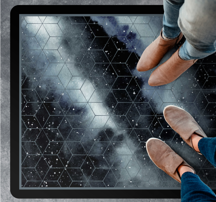 Hexagonal galaxy pattern teenager vinyl rug - TenStickers