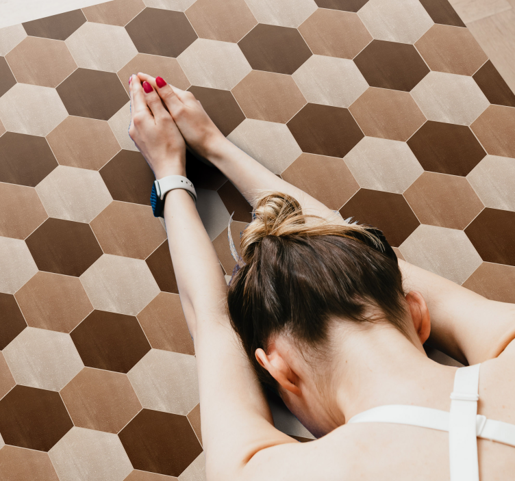 Hexagonal wood texture vinyl carpet - TenStickers