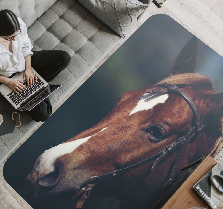 Horse head  beautiful animal rug - TenStickers