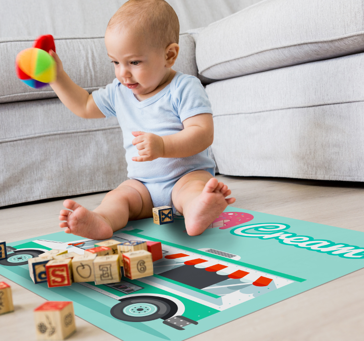 Ice cream truck kids vinyl rug - TenStickers