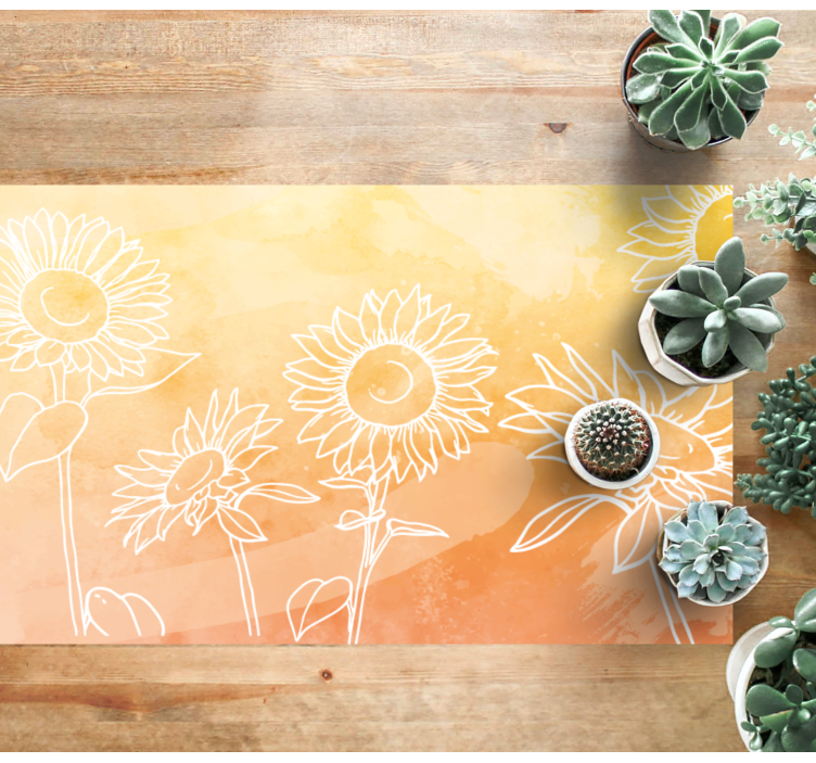 Illustrated sunflower floral vinyl rug - TenStickers