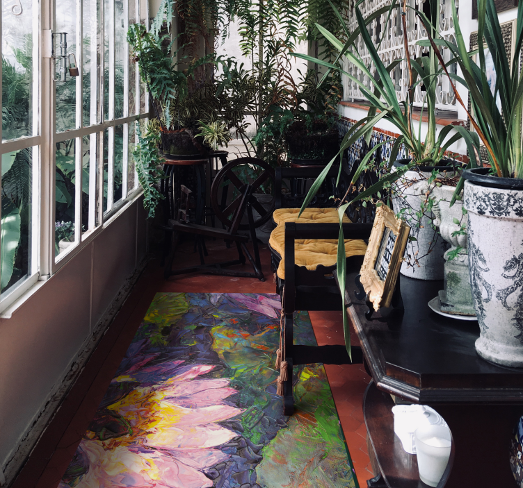 Impressionistic Florals flower vinyl rug - TenStickers