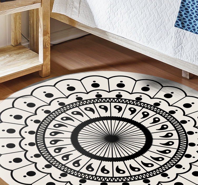 Intricate Circular Element mandala vinyl rug - TenStickers