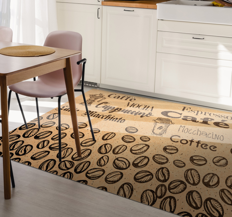 Italian coffee bean with coffee lettering kitchen vinyl rug - TenStickers