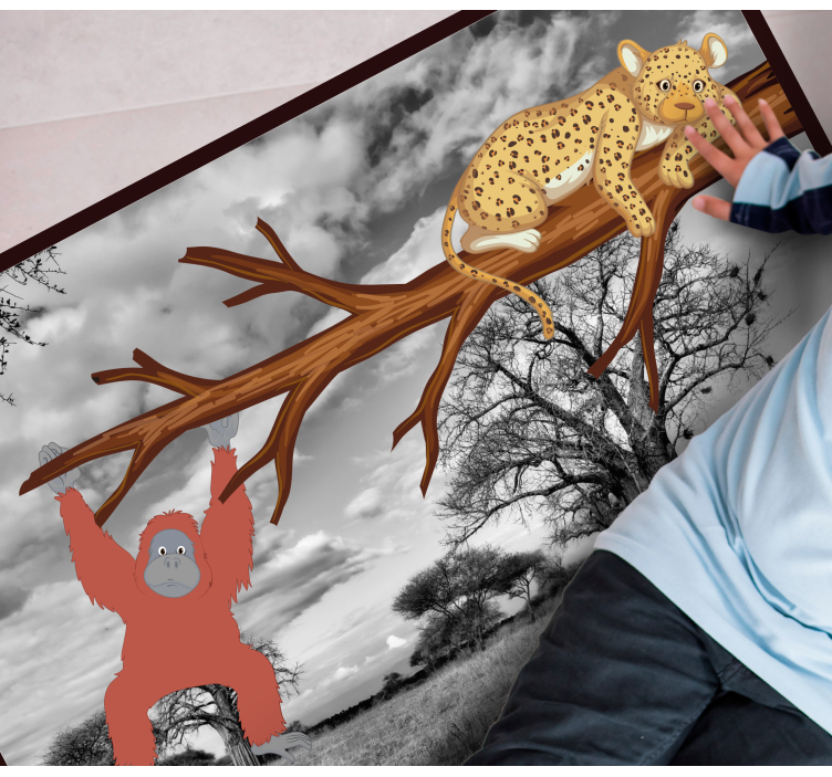 Jungle Creatures Playful animal vinyl rug - TenStickers