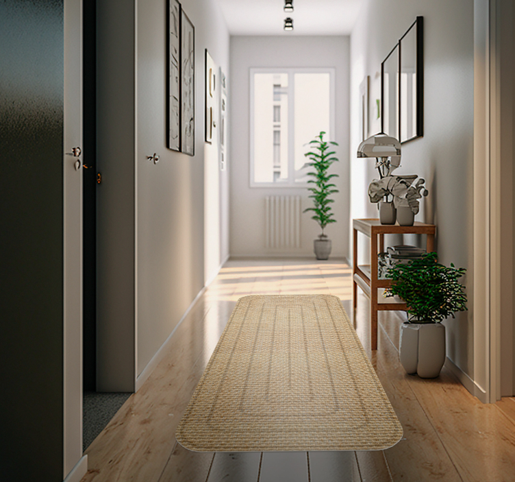 Jute texture rectangle hallway carpet - TenStickers