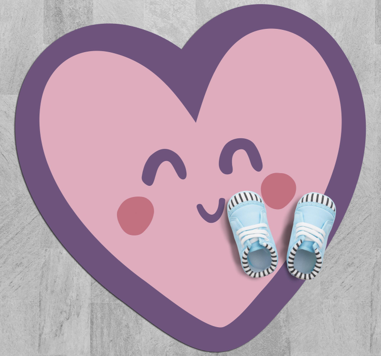 Kids pink happy heart kids vinyl rug - TenStickers