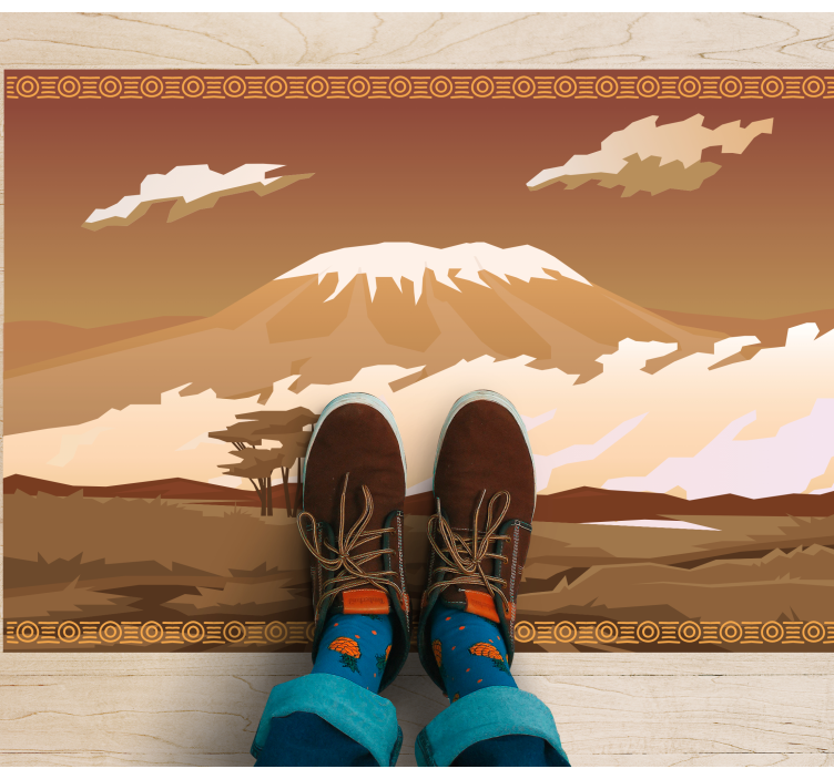 Kilimanjaro brown landscape nature vinyl rug - TenStickers