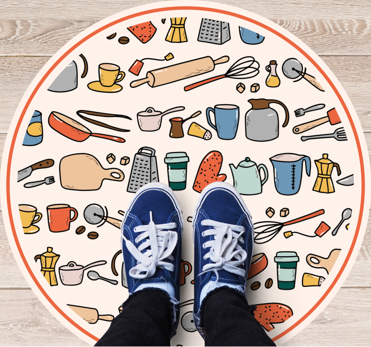 Kitchen vinyl rug kitchen utensil collection - TenStickers