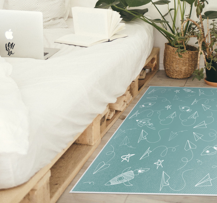 Korean paper planes vintage vinyl rug - TenStickers