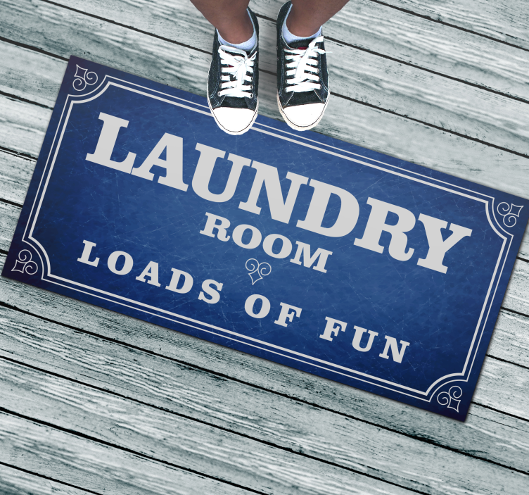 Laundry Room Fun custom vinyl rug - TenStickers