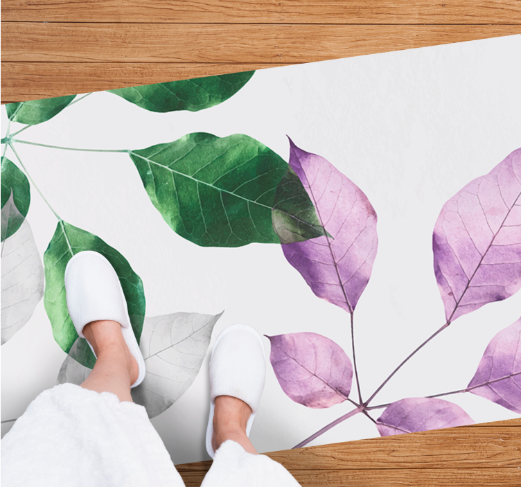 Leafy Botanical Prints flower vinyl rug - TenStickers