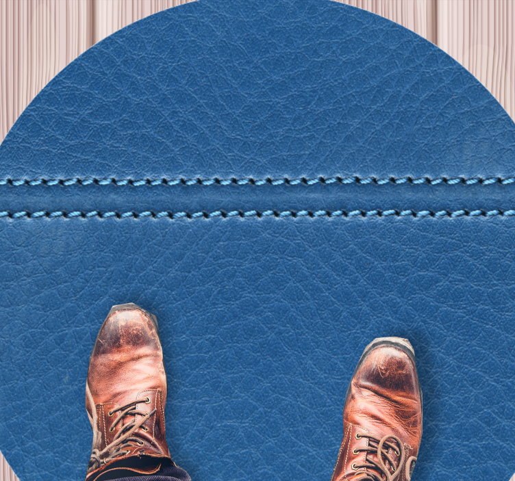 Textured vinyl rug in leather blue effect - TenStickers