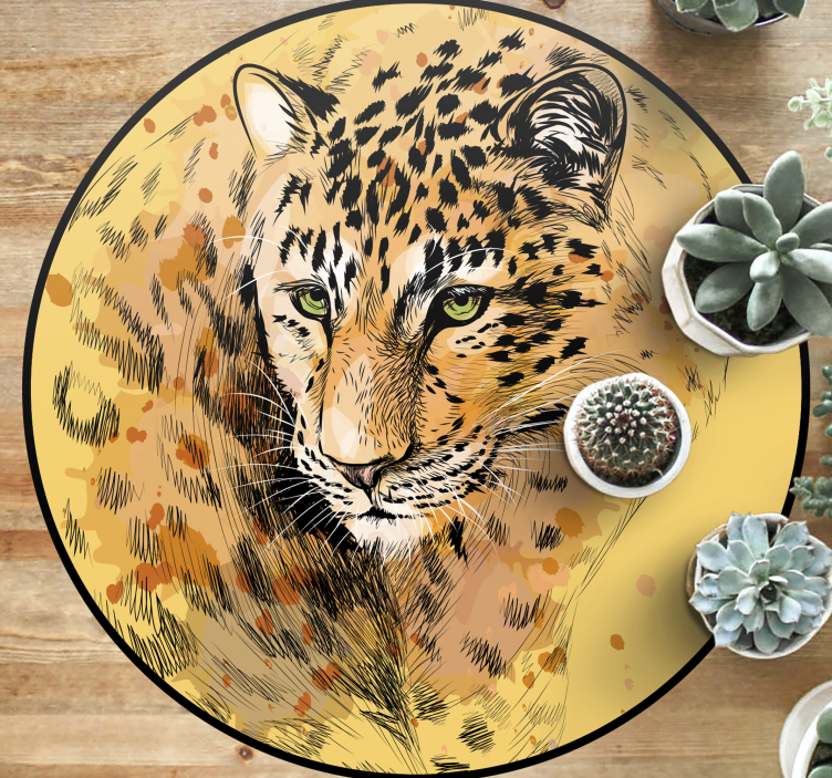 Leopard face animal vinyl rug - TenStickers