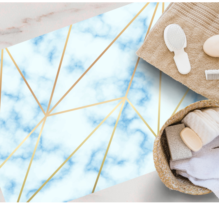 light blue marble effect bathroom flooring - TenStickers