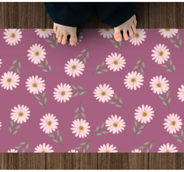 Little pink daisies floral rug - TenStickers