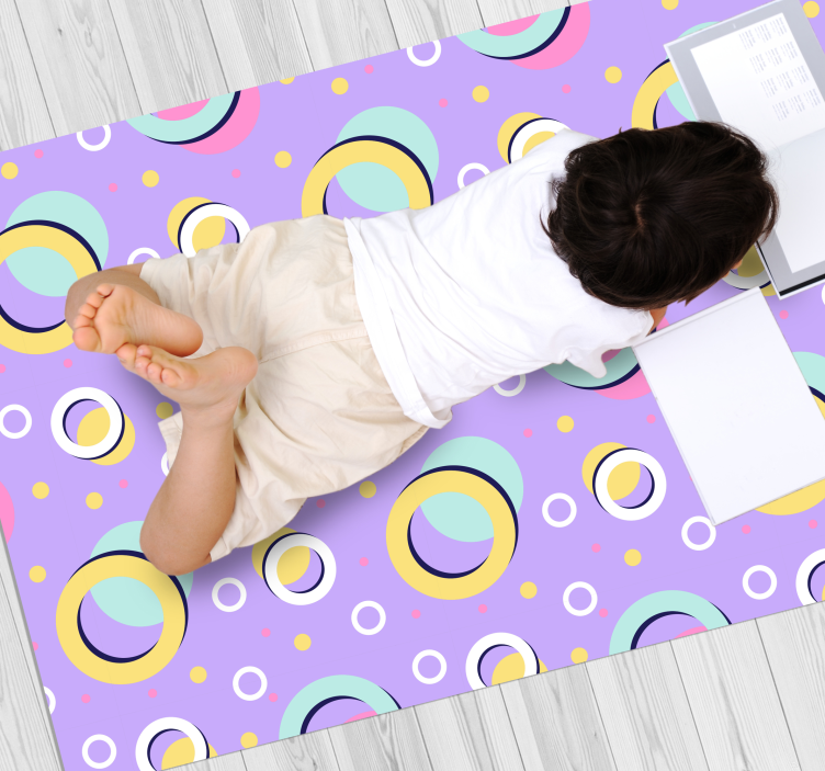 Lively circular elements vinyl rug - TenStickers