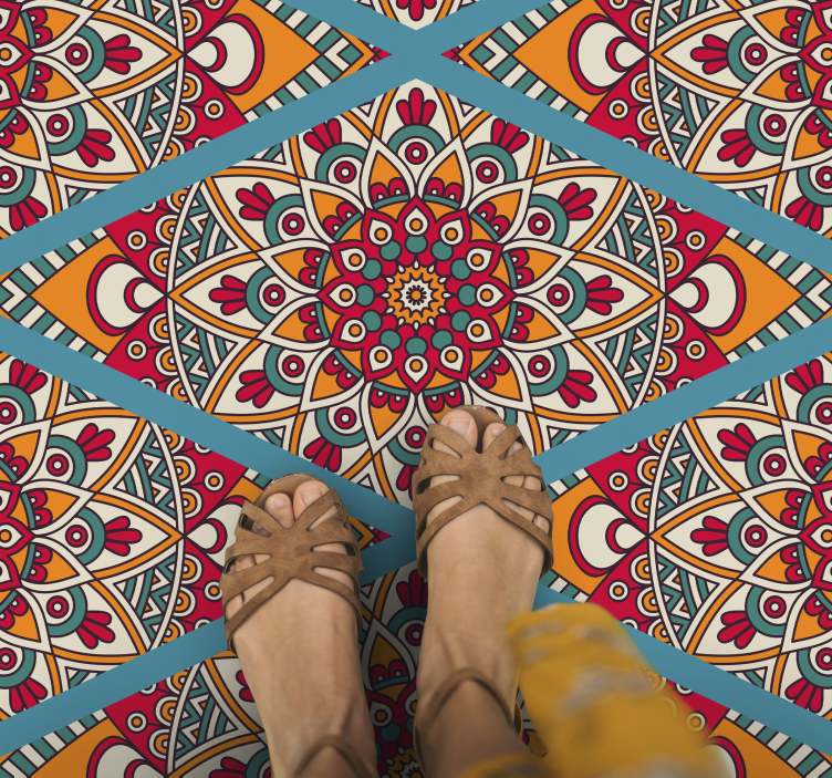 Lively colorful mandala vinyl rug - TenStickers