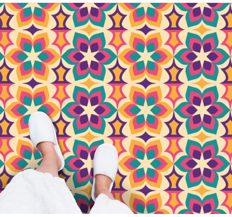 Lively floral arrangement mosaic vinyl rug - TenStickers