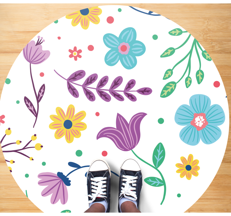 Lively Floral Inspiration flower vinyl rug - TenStickers
