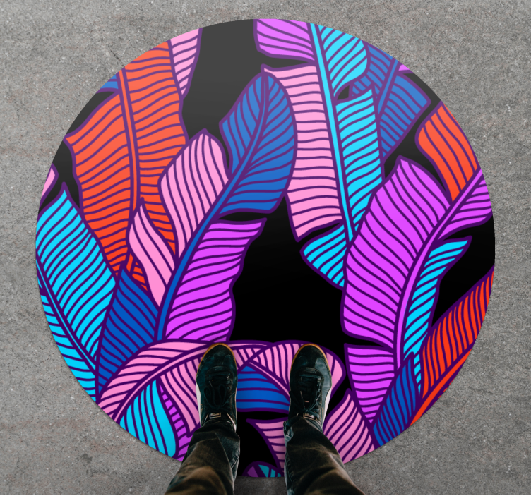 Lively leaf elements flower vinyl rug - TenStickers