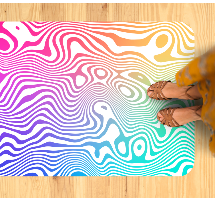Lively Wave Elements stripes vinyl rug - TenStickers