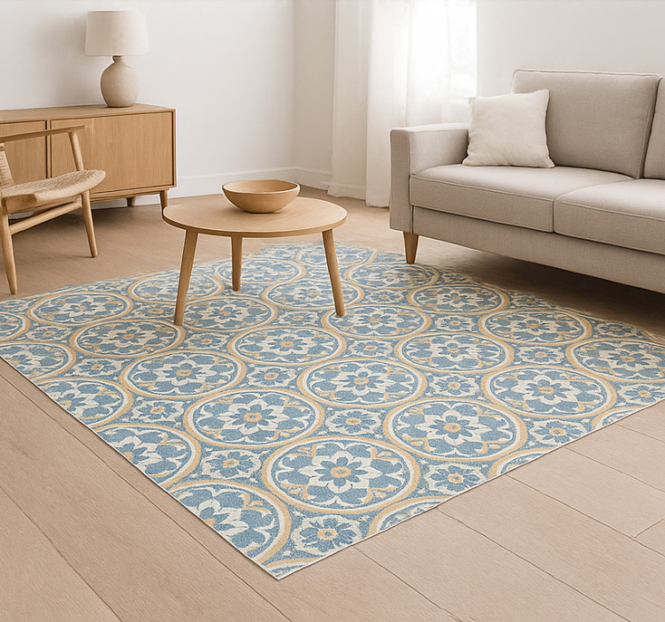 Living room vinyl rug azulejo pattern mat - TenStickers