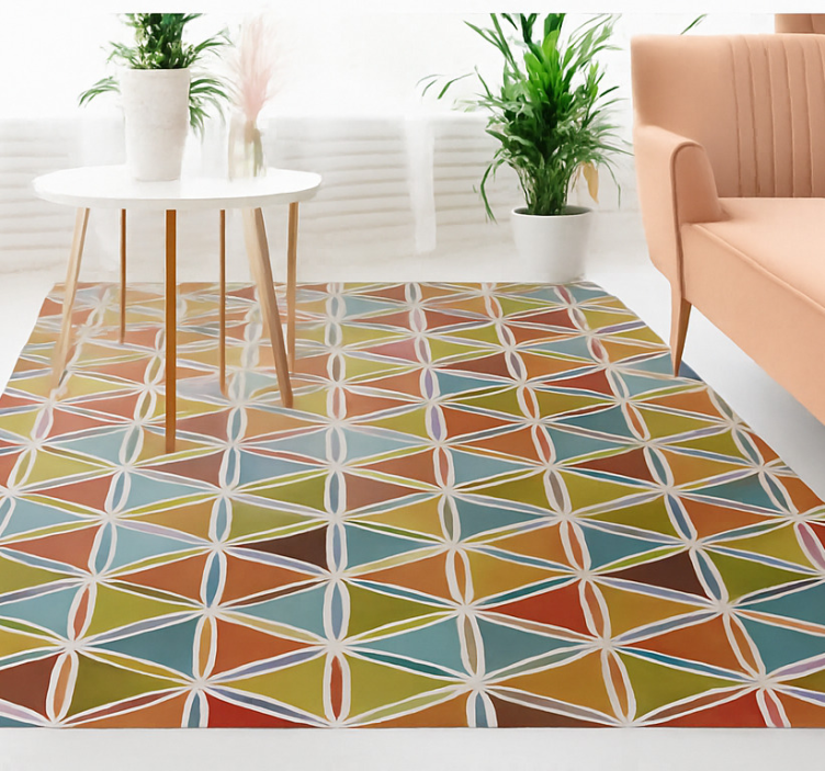 Living room vinyl rug vibrant prism pattern mat - TenStickers