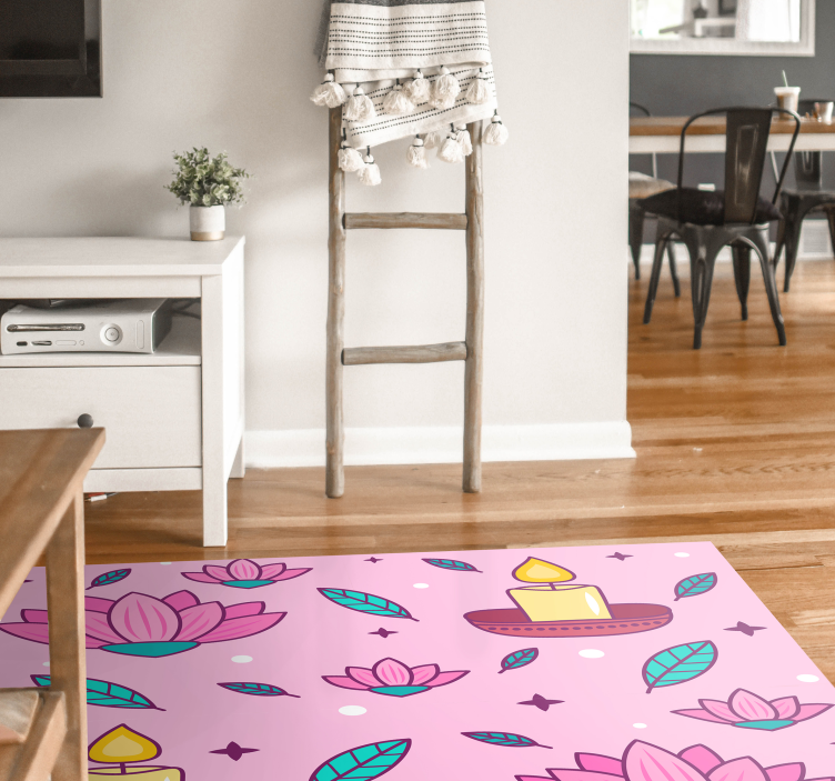 Lotus Blossom Ambience flower vinyl rug - TenStickers