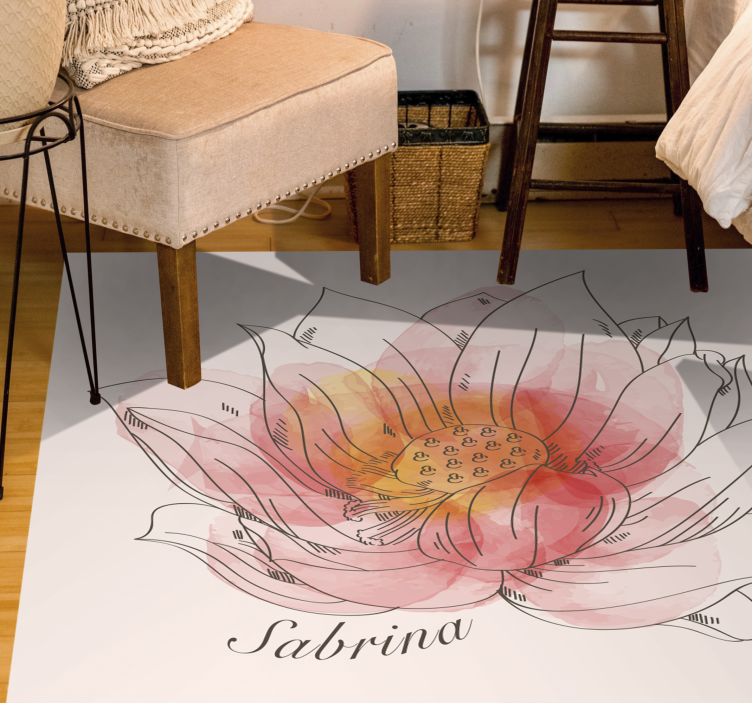 Lotus name floral rug with own name - TenStickers