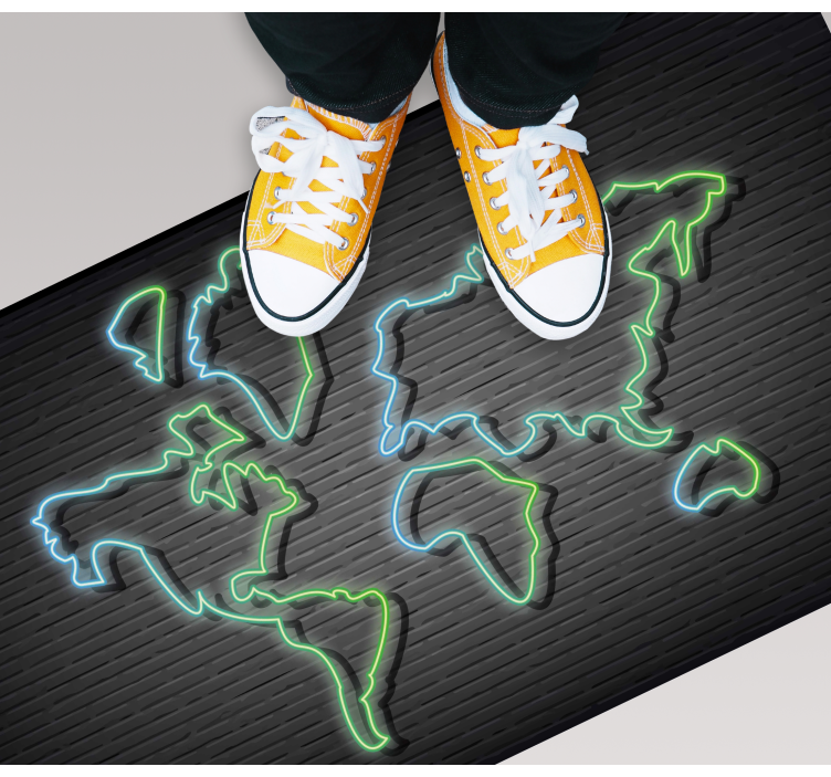 Luminous vector neon world map bedroom rug - TenStickers