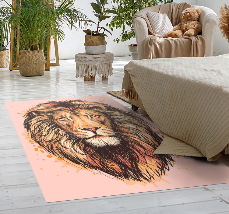 Lyon mane animal vinyl floor rug - TenStickers