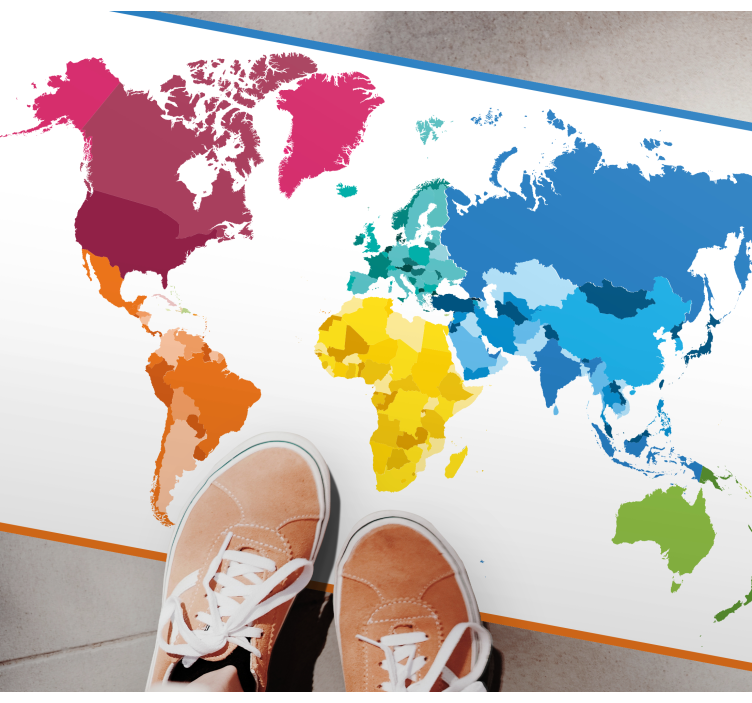 Map of the world colorful graphic floor rug - TenStickers