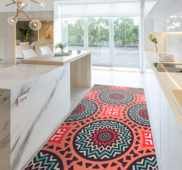 Mexican folklor ornaments kitchen vinyl rug - TenStickers