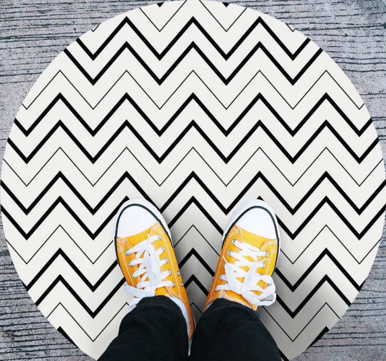 Minimalistic black white zig zag pattern rug - TenStickers