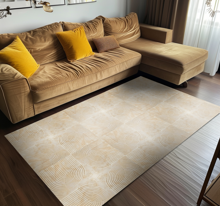 Modern arcs beige vinyl rug - TenStickers
