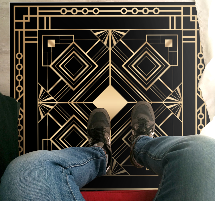 Modern art black and golden deco geometric rugs - TenStickers