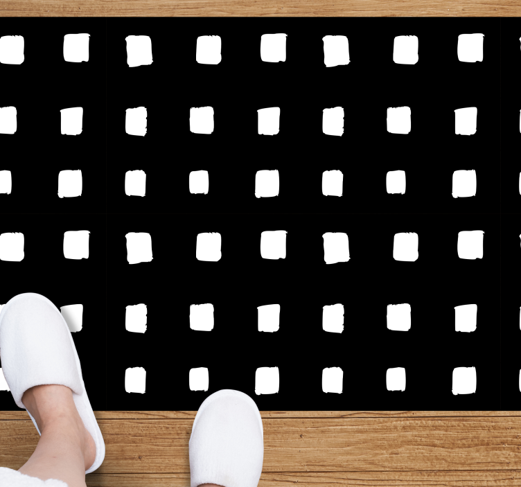 Black and white square pattern minimalist vinyl rug - TenStickers