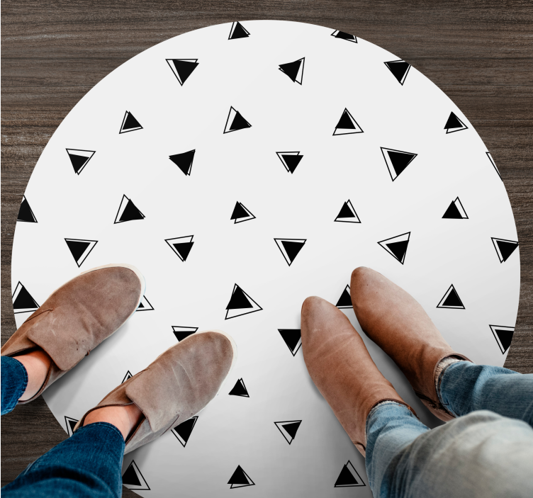 Monochrome black trianles geometric vinyl rug - TenStickers