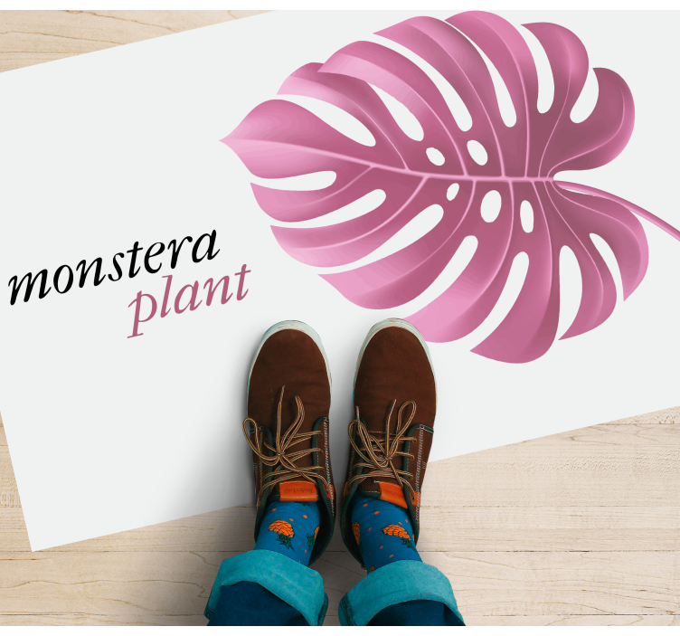 Pink monstera plant flower vinyl rug - TenStickers