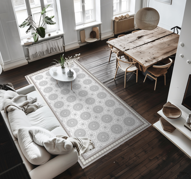 Moroccan light grey design dining room vinyl rug - TenStickers